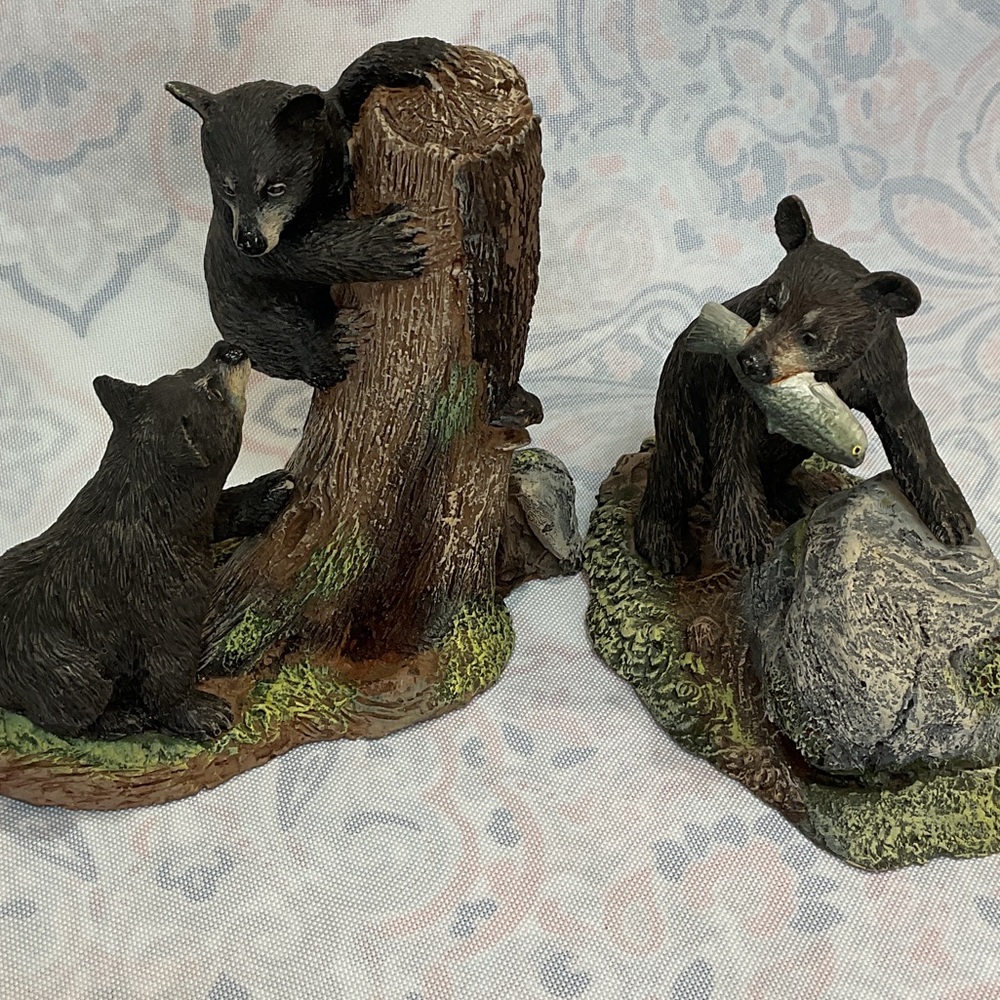 Second Nature Design 2 black-bear figurines 1980s